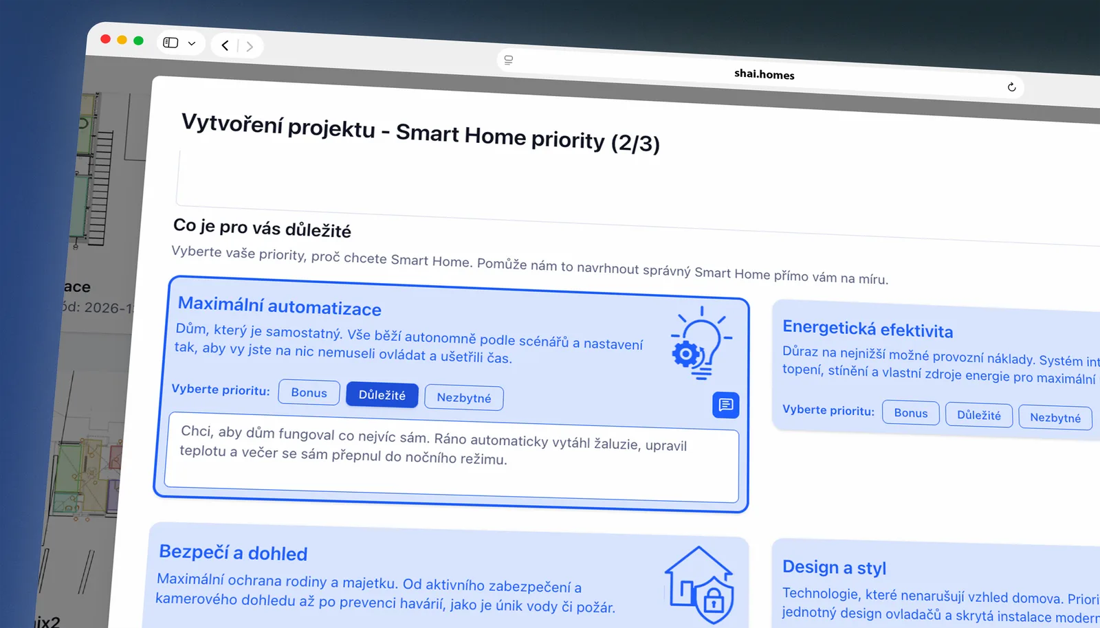 Screenshot: průvodce zadáním pro klienta